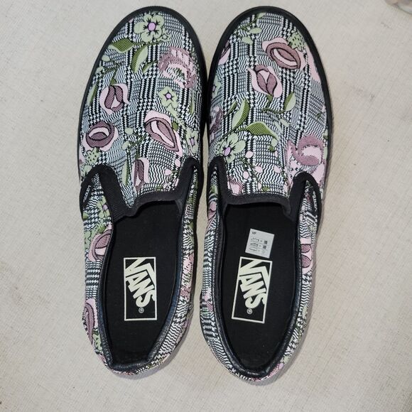 Nwob Vans Mens 8.5 Rose Patchwork Classic Chunky Slip-on Platform Tapestry Skate